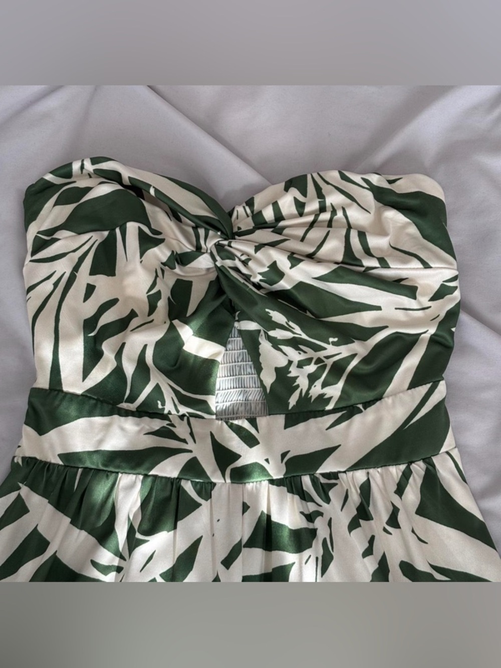 Palm leaf Print Strapless Jumpsuit